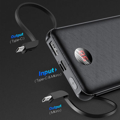 10000mAh 8 ενσωματωμένη τράπεζα δύναμης καλωδίων μικροϋπολογιστών USB καρφιτσών με την επίδειξη LCD